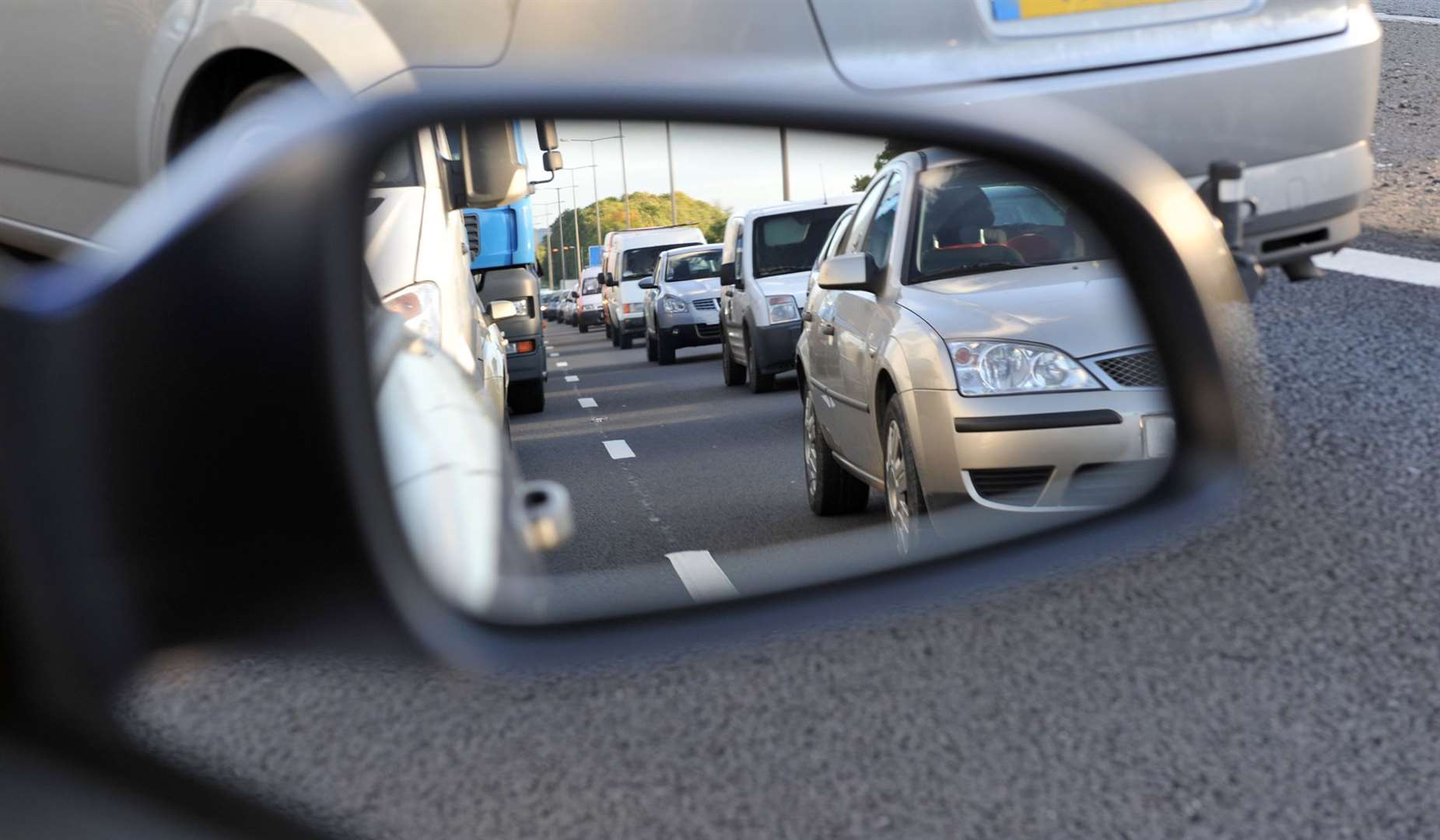 Drivers face long queues after motorway accident. Stock picture