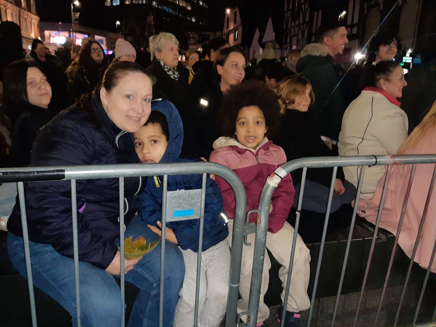 Brothers Nathan and AJ were at the front of the crowd to see X-mas switch on hosts kmfm's Garry and Claire, who they are big fans of