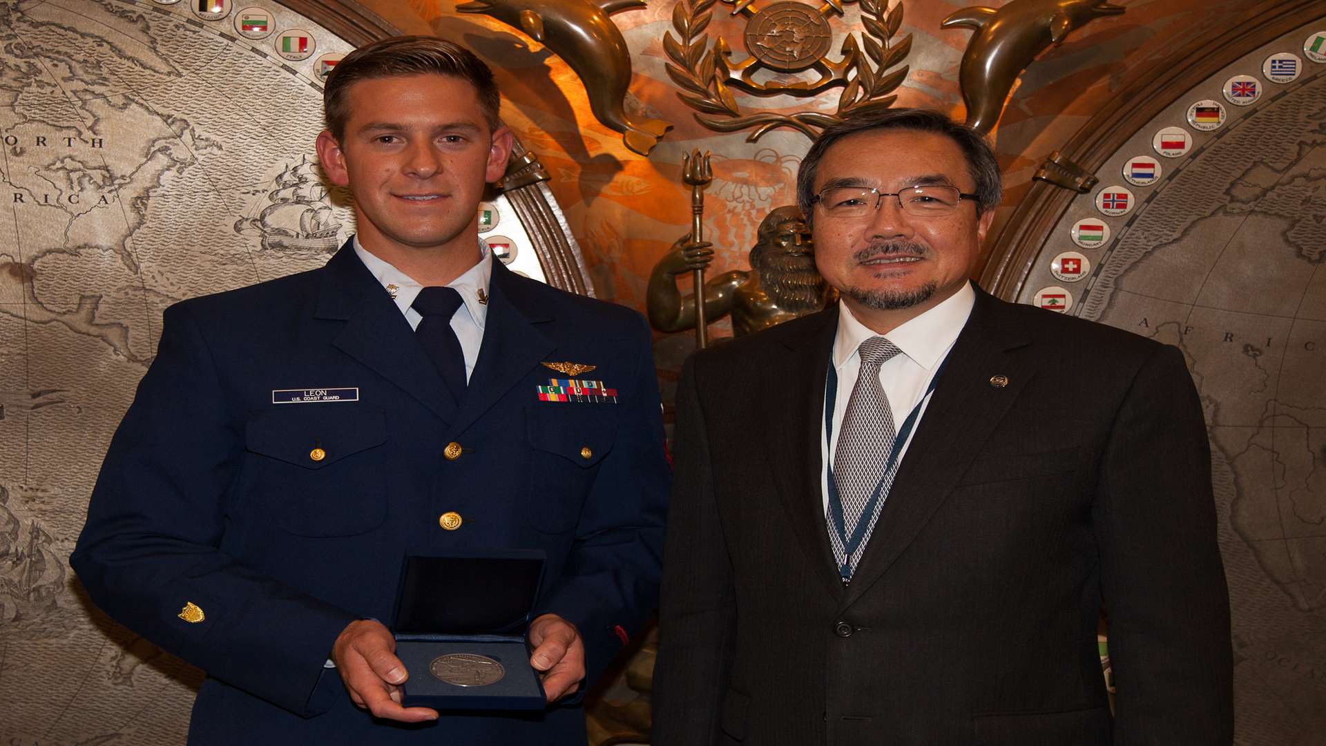 Chris receiving his award. Picture: International Maritime Organization