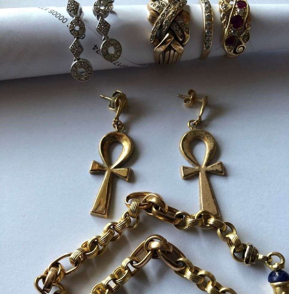 A selection of gold jewellery was stolen from a house in Tenterden last month. Picture: Kent Police