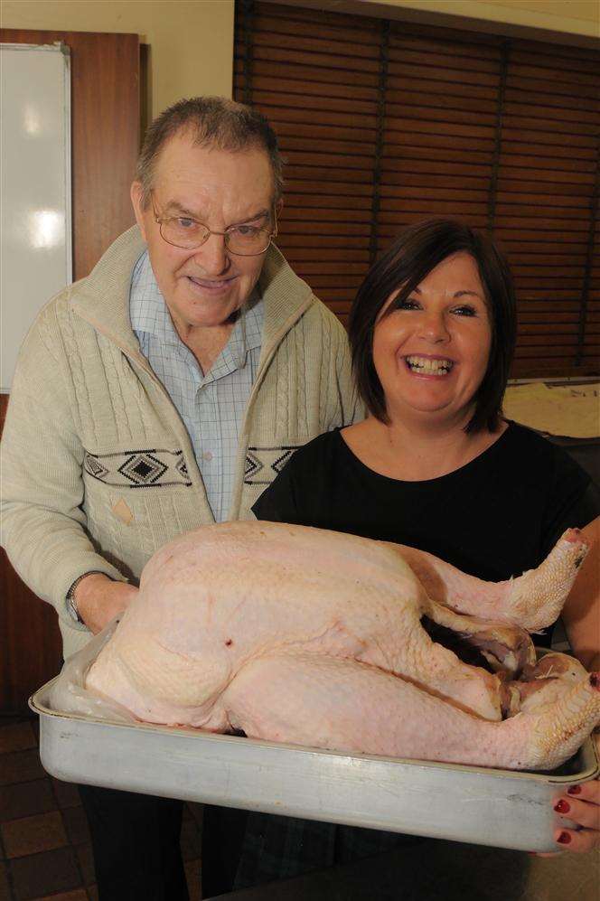 Raymond Parker and Donna Mawhinney with their massive turkey