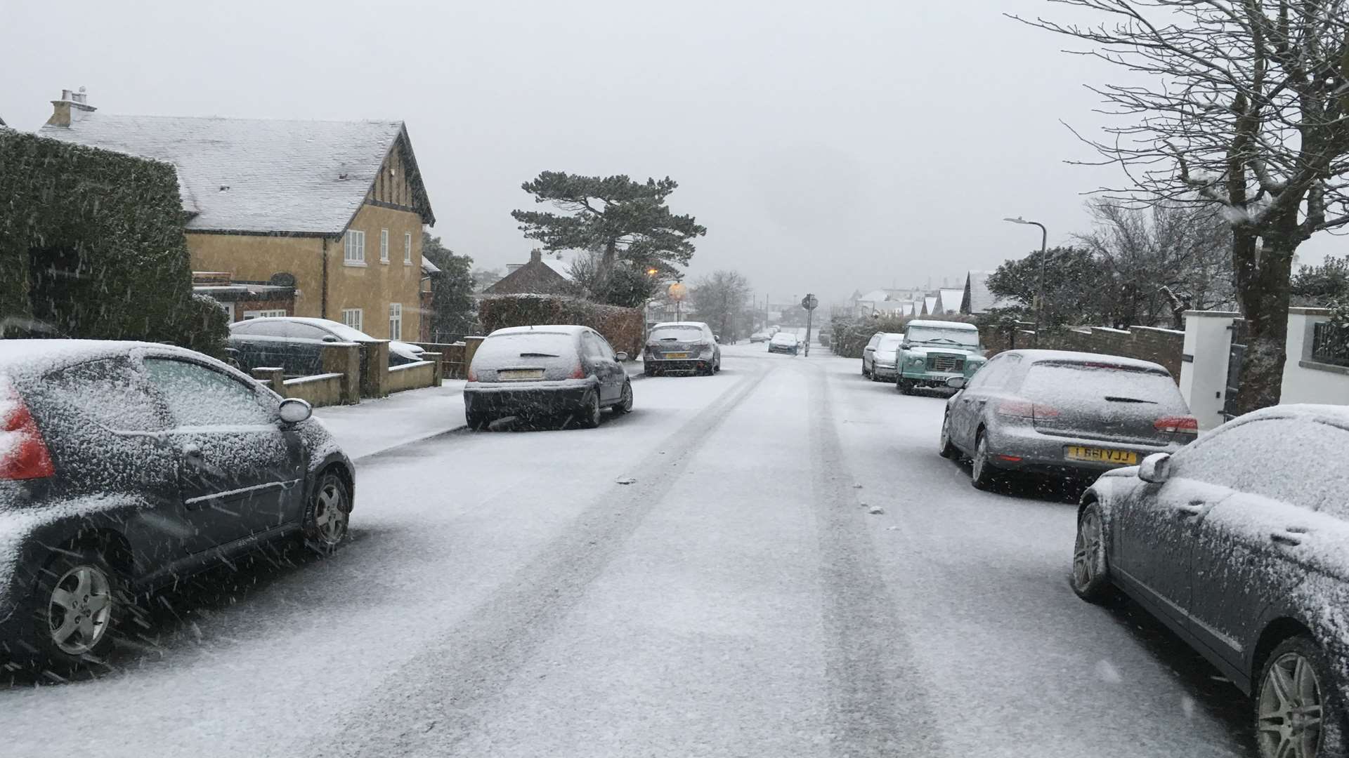 Snow settling in Tankerton. Library image