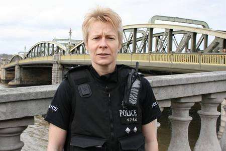 Insp Ada Leppard, from Kent Police, appeals for information about missing soldier Josh Thomas next to Rochester Bridge
