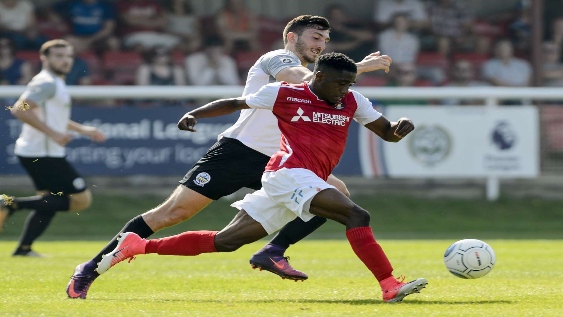 Darren McQueen strides forward during Ebbsfleet's 1-1 draw at Dover Picture: Andy Payton