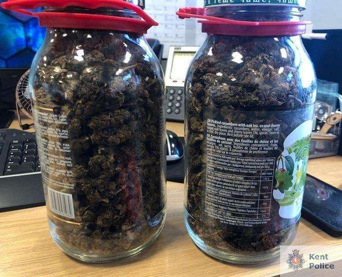 Cannabis was found in two jars of pickled cucumbers. Picture: Kent Police