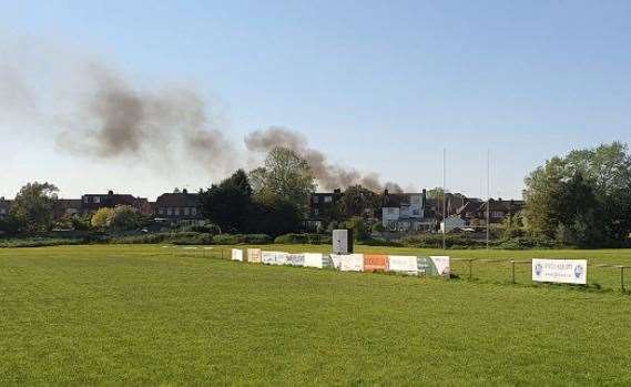 Smoke was sent into the sky yesterday evening; this picture was taken from Ashford Rugby Club. Picture: Matthew Armstrong