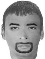 The man police wish to question had a tanned complexion and a black goatee beard and black hair