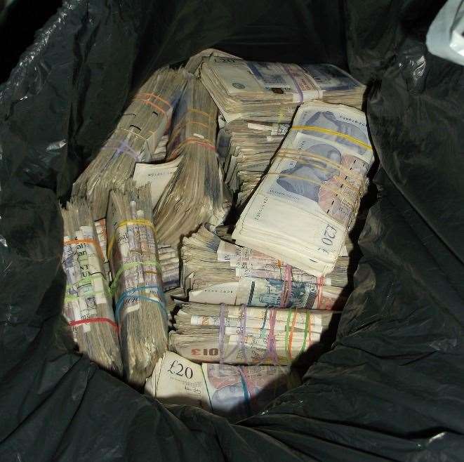 Some of the cash recovered by police