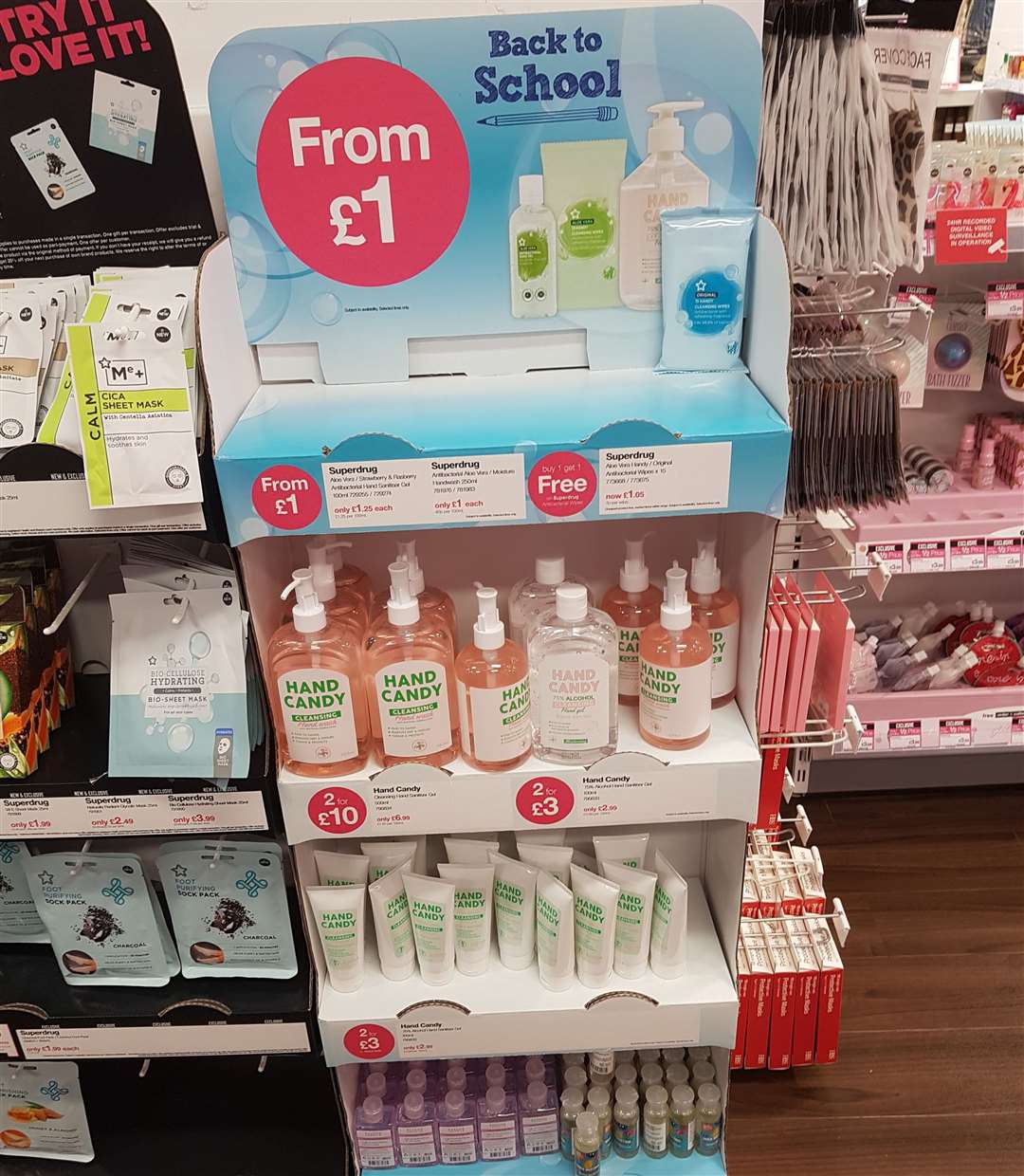 Hand gel was fully stocked in Superdrug in The Mall