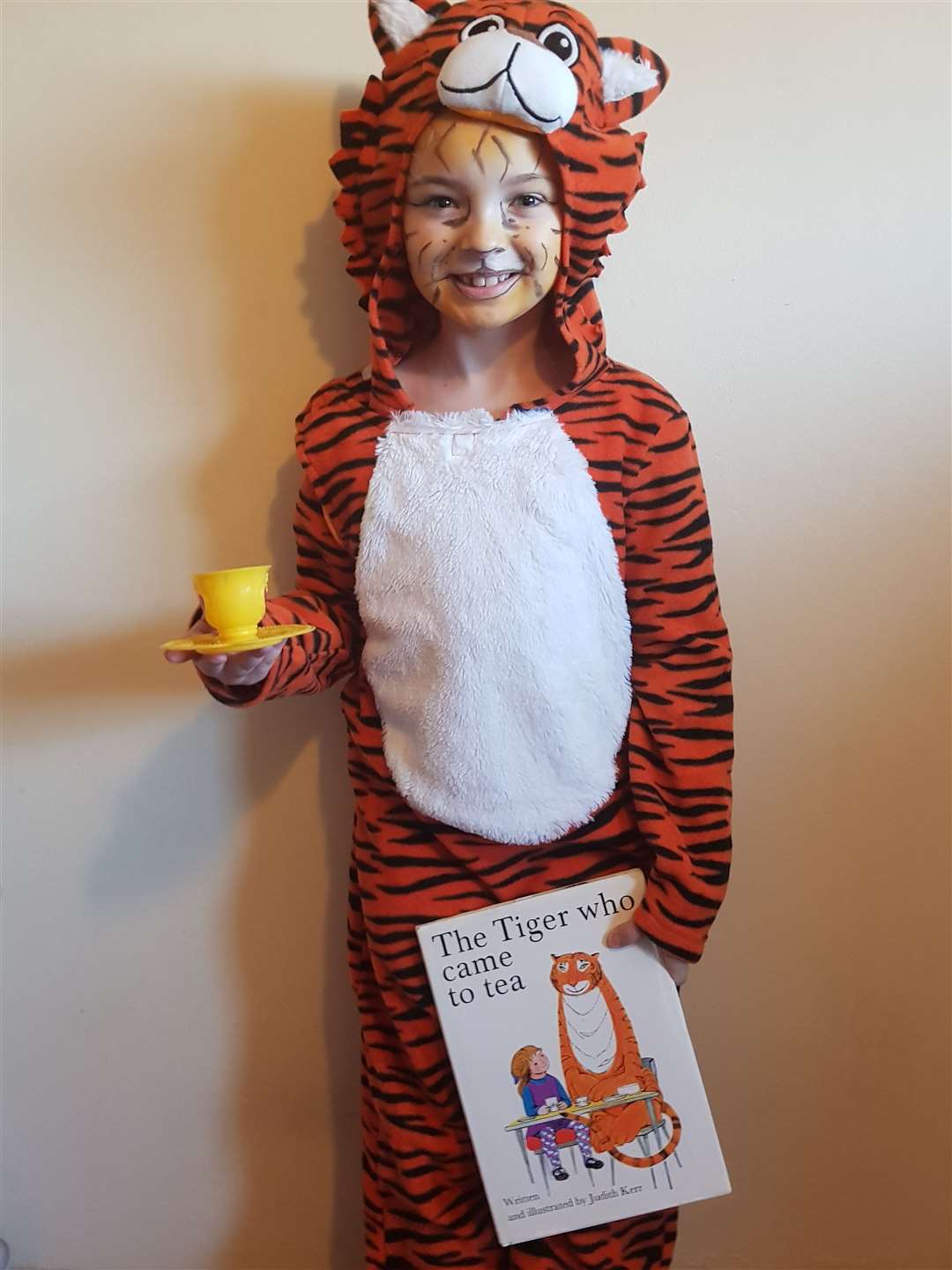Hollie, six as The Tiger Who Came to Tea. Hollie goes to Kingfisher Primary School in Walderslade