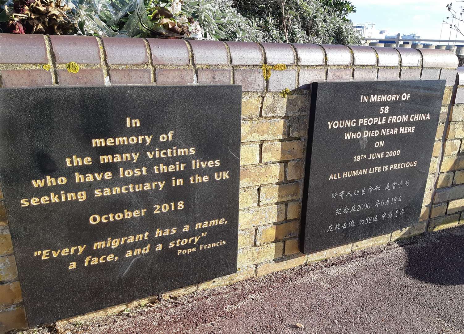 The double memorial for asylum seekers in Dover. Picture:Sam Lennon
