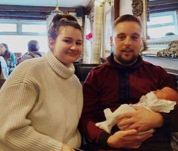 Elena Sala and David Matthews, from Maidstone, with six-week-old Lola