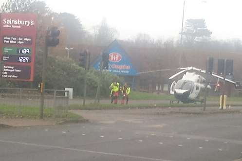 Emergency crews at the scene of the incident in Ashford