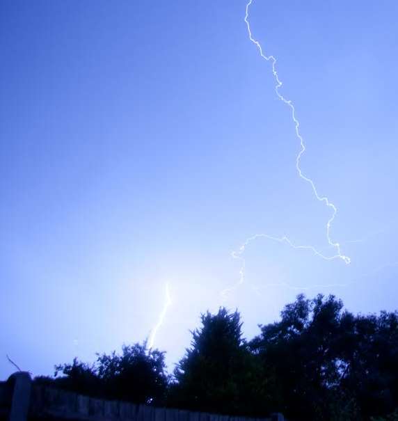 A lightning strike in Ashford during the storm