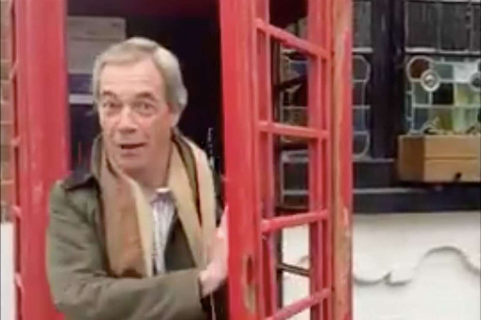 Nigel Farage announced his Cameo move by emerging from a phone box (44959827)