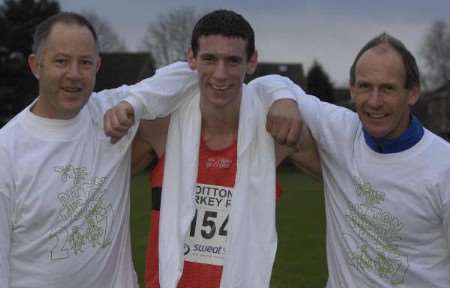 Bob Foster, entries secretary, race winner Tom Collins (Medway and Maidstone) and Grant Woodward, race director