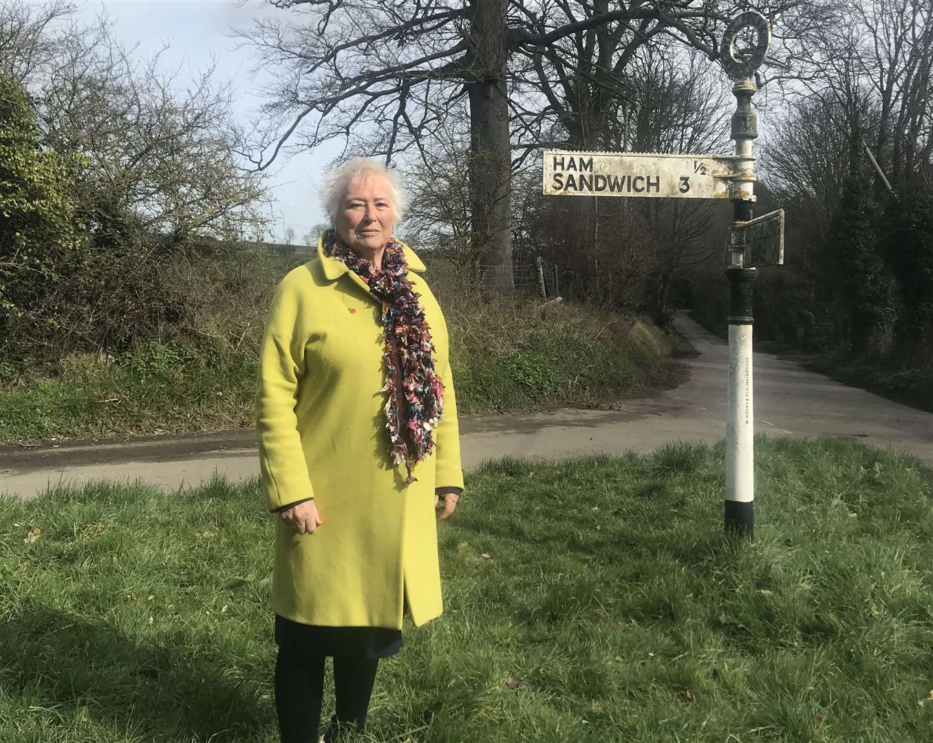 Lynn Davis by the famous Ham-Sandwich sign close to where the new houses will be built