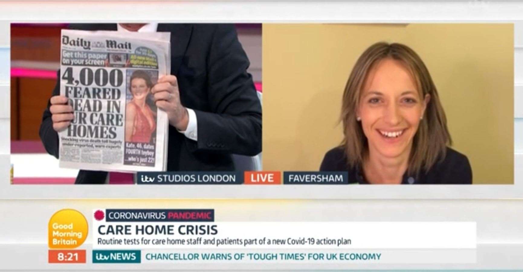 MP Helen Whately was accused of laughing by Piers Morgan during the car-crash interview on Good Morning Britain. Picture: ITV