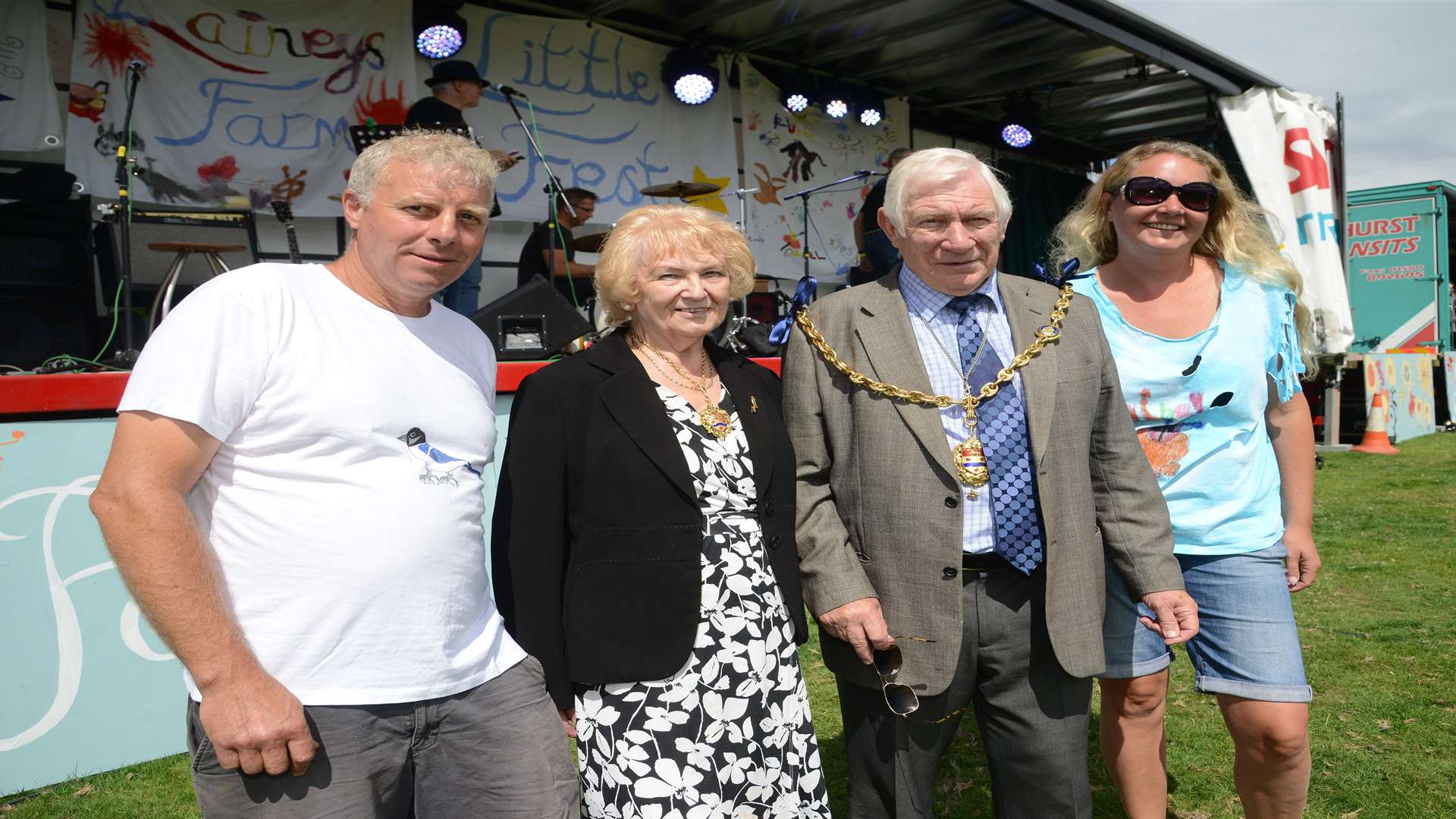 Organisers Toby Marsh (left) and Elaine Symes (right) are joined by Mayor and Mayoress of Maidstone Malcolm and Brenda Greer at Littlefest 2017