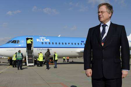 Manston Airport chief executive Charles Buchanan at the launch of KLM flights to Schiphol