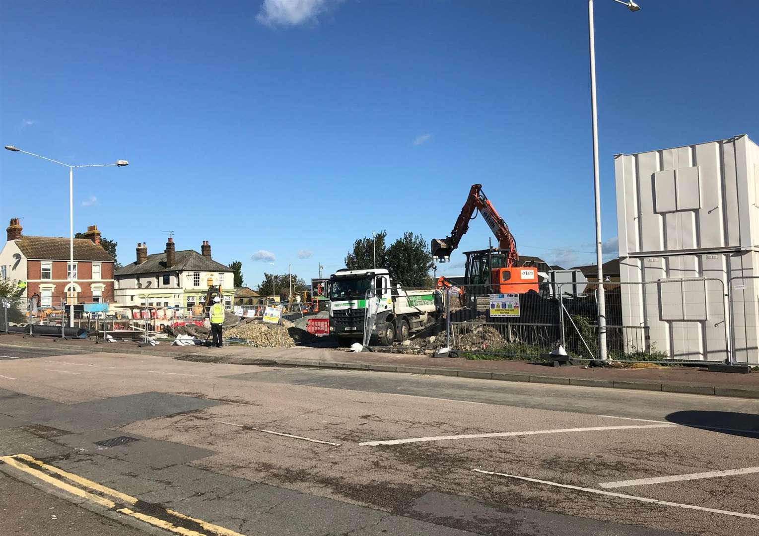 Roadworks being completed in St Michael's Road, Sittingbourne