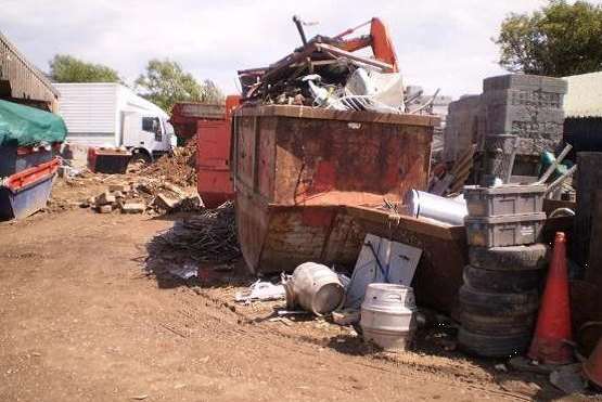 The illegal waste site being operated by Richard Butler in Goldwell Lane, Aldington