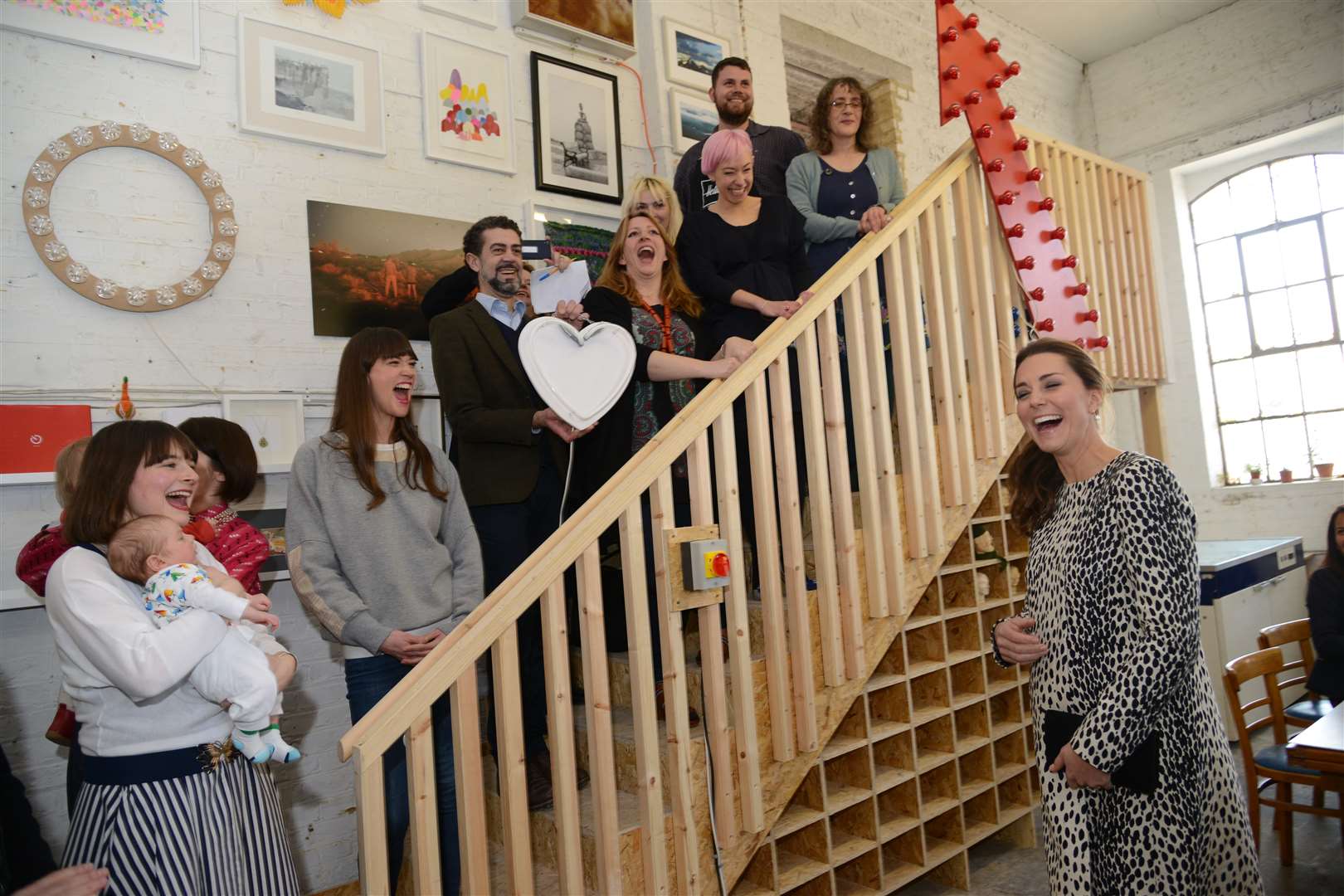 The Duchess sharing a joke with artists at Resort Studio