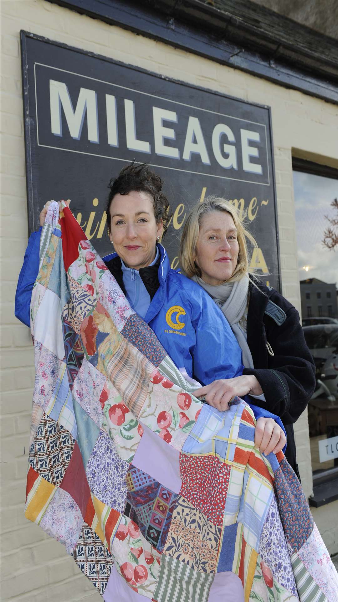 Paula Murphy, teacher at Castle Community College, with Davina Brunt (right) who has donated a patchwork quilt to be raffled off by pupils