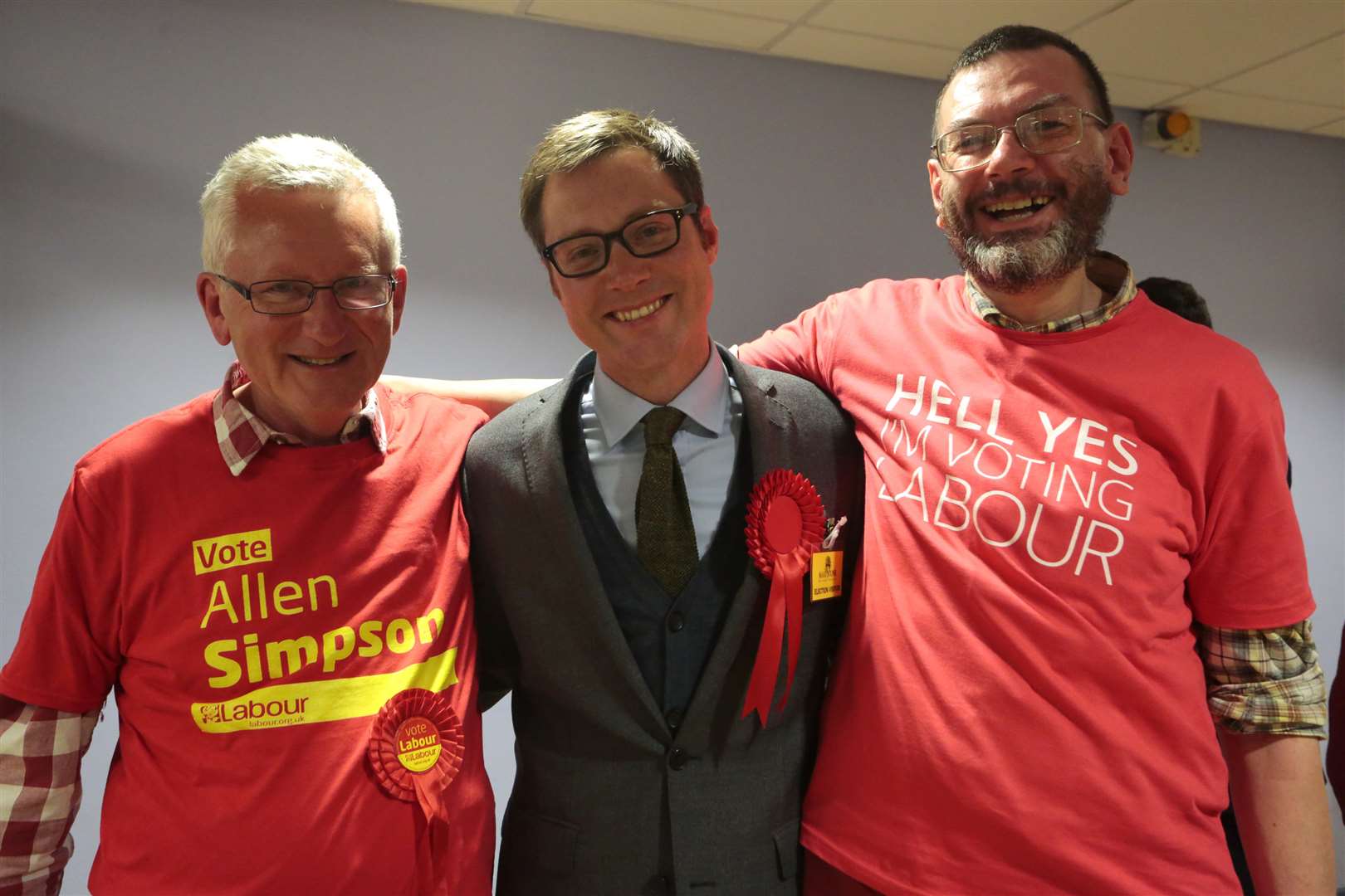 Allen Simpson (Labour) staying cheerful with supporters