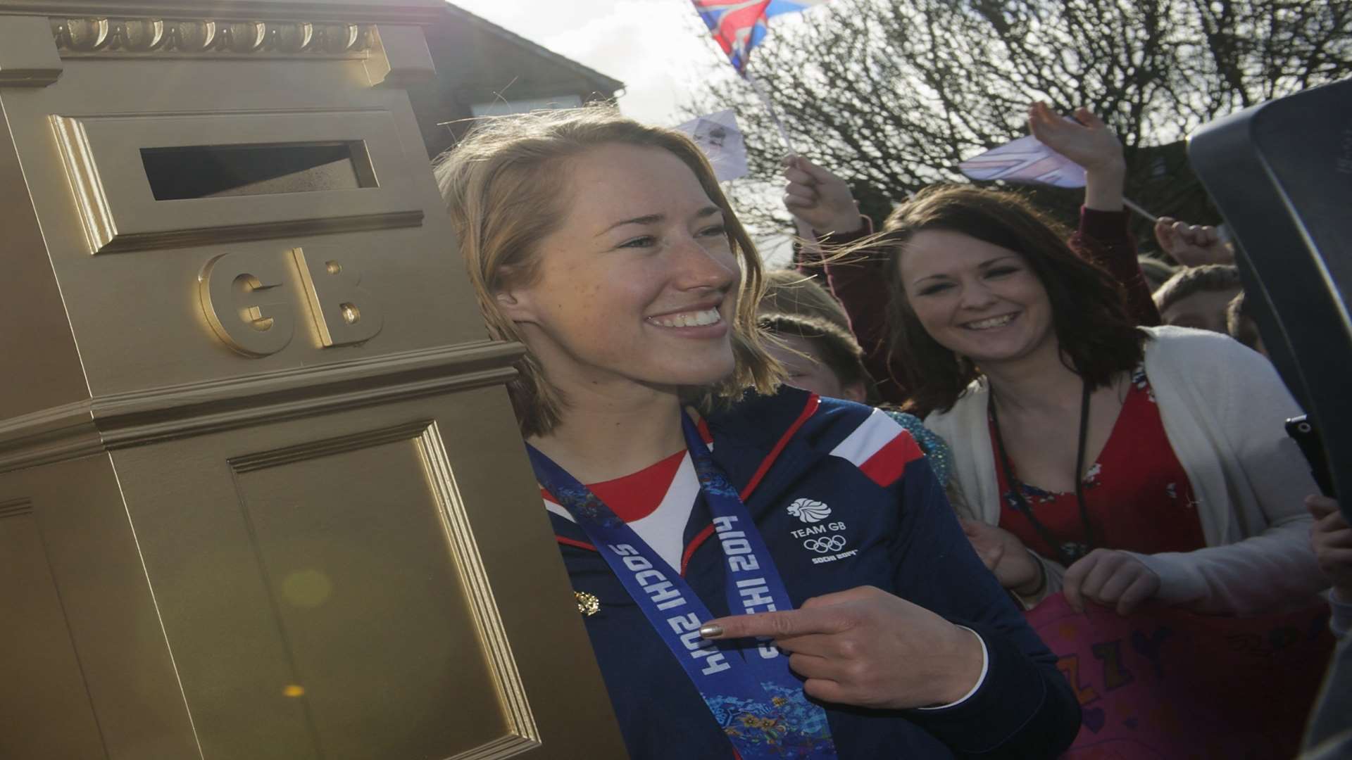 Lizzy Yarnold presented with a gold post box Picture: Andy Payton