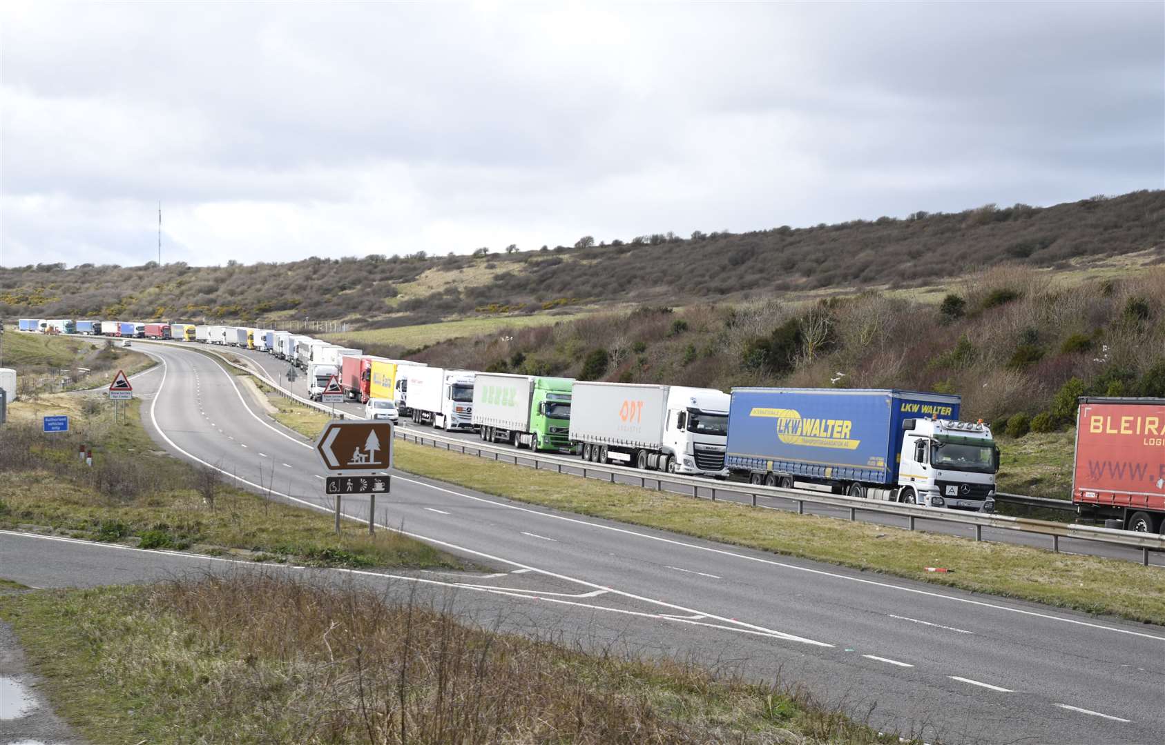 A no-deal Brexit could lead to 93-mile tailbacks, says the government