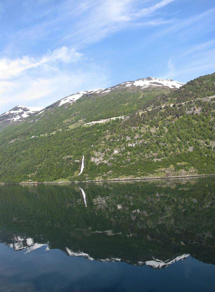 Snow-capped peaks at Geirangerfjord. Picture: Suz Elvey