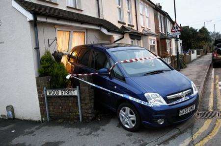 A car reverses into a house in Cuxton