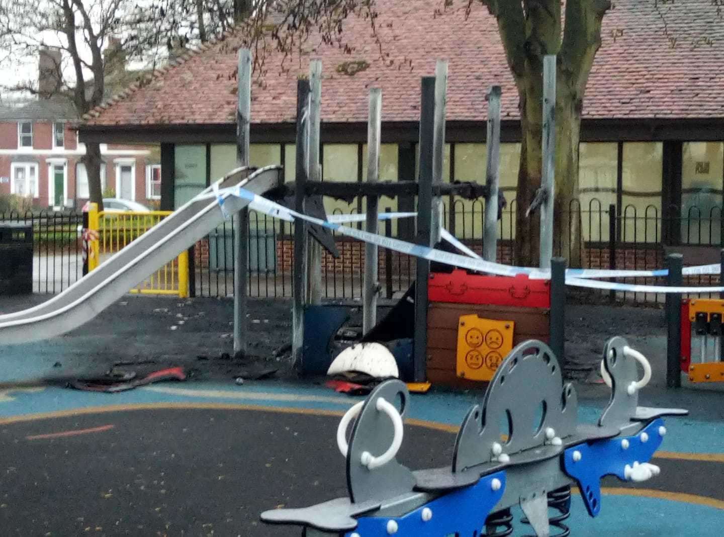 A play area in Faversham has been targeted by arsonists. Picture: Jo Foad