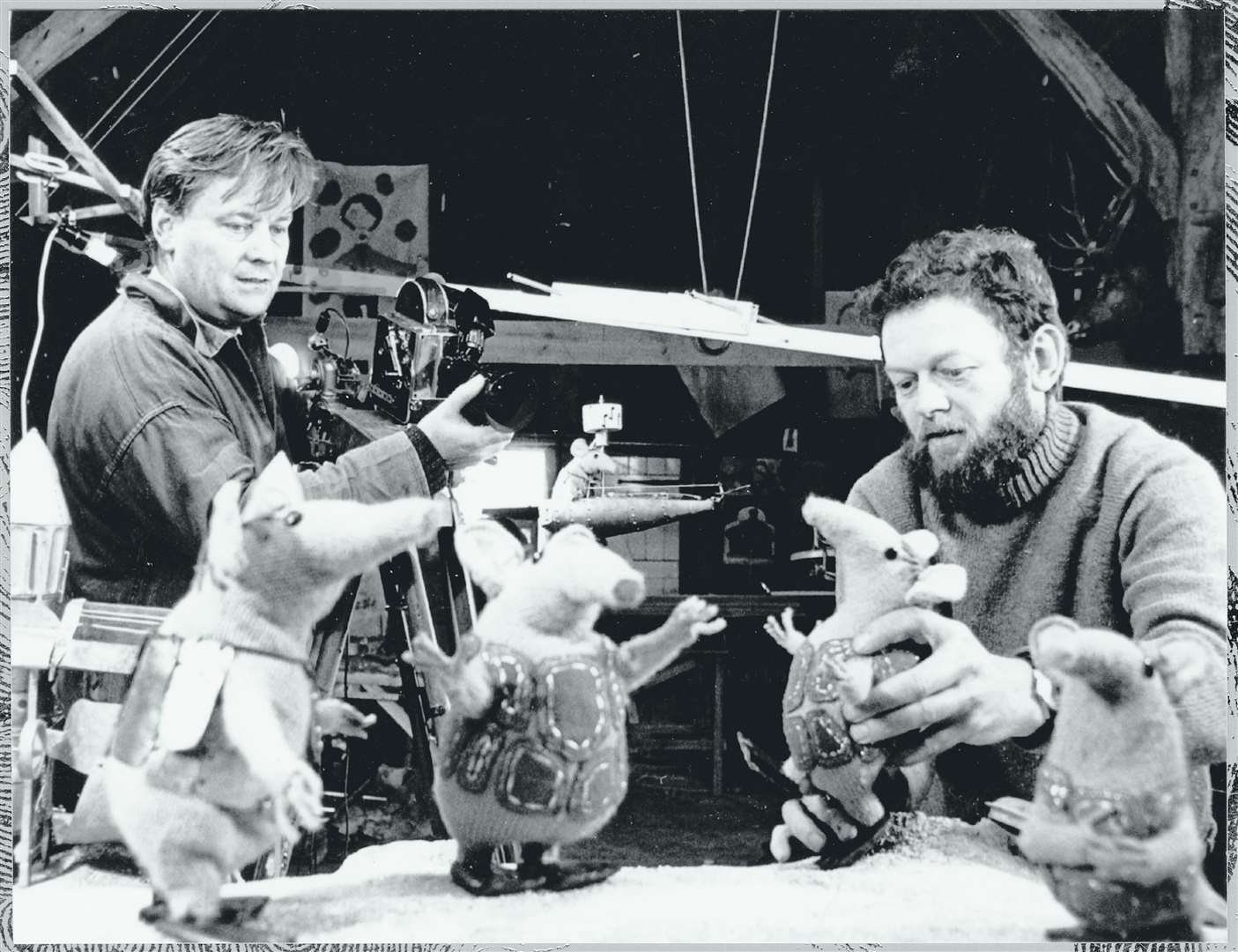 Oliver Postgate and Peter Firmin filming the Clangers. Picture: Smallfilms/Victoria and Albert Museum
