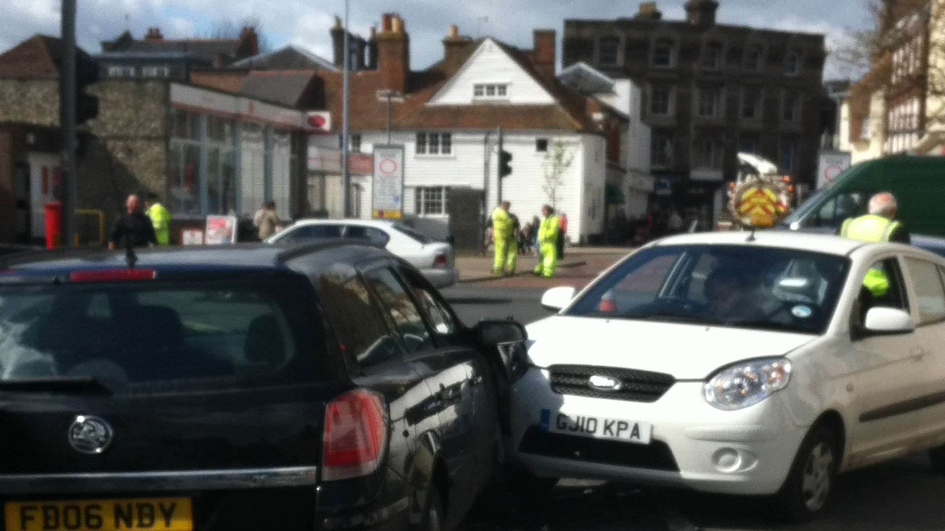 Two cars collide in East Street in Faversham