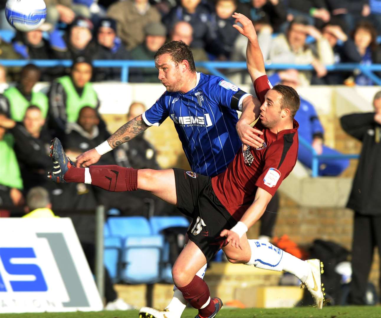 Deal-born Sammy Moore in action for AFC Wimbledon at Gillingham back in 2012. Picture: Barry Goodwin