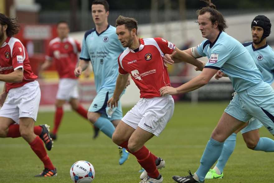 Dean Rance goes on the attack for Ebbsfleet against Boreham Wood. Picture: Andy Payton