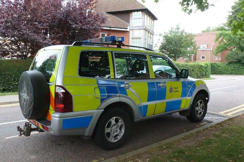 A police vehicle at the scene in Oaks Road, Tenterden