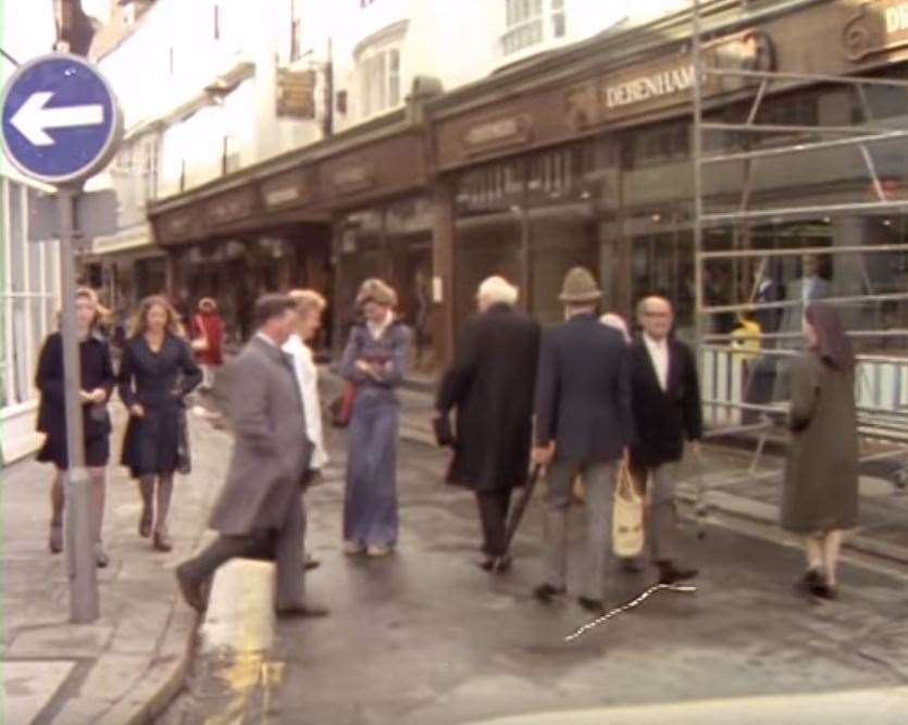 Archbishop of Canterbury Michael Ramsey walks past Debenhams in the 1970s. Picture: British Pathe