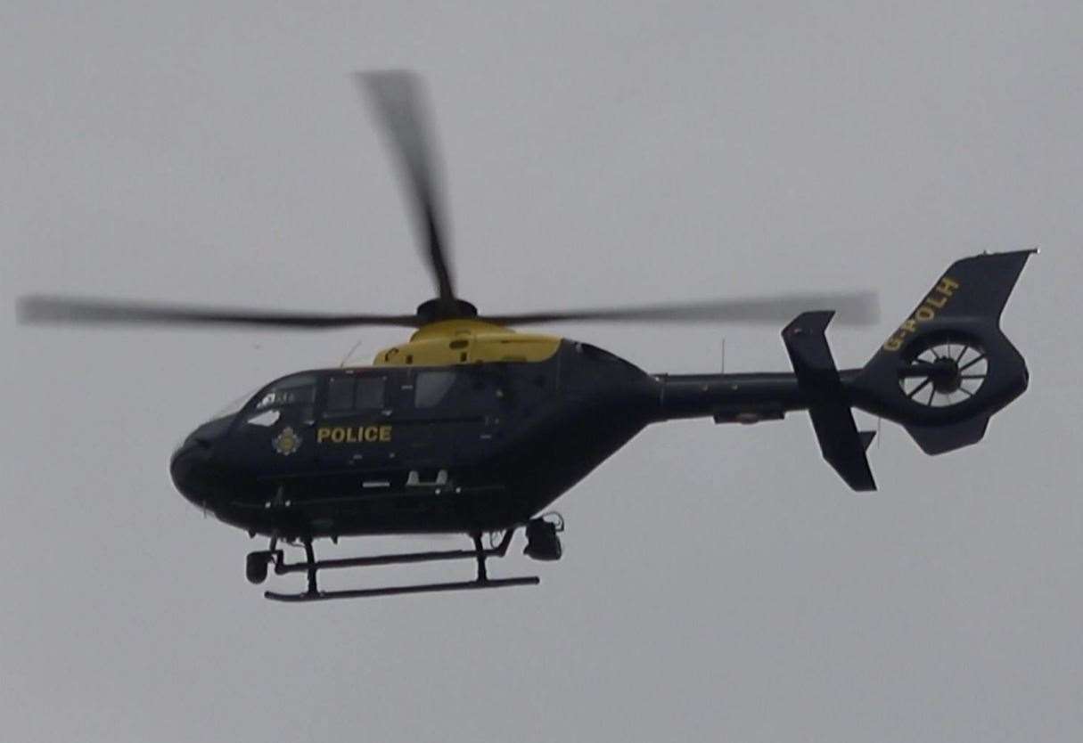 The police helicopter spotted flying over the M2 in Gillingham. pic @Media999E (12569880)