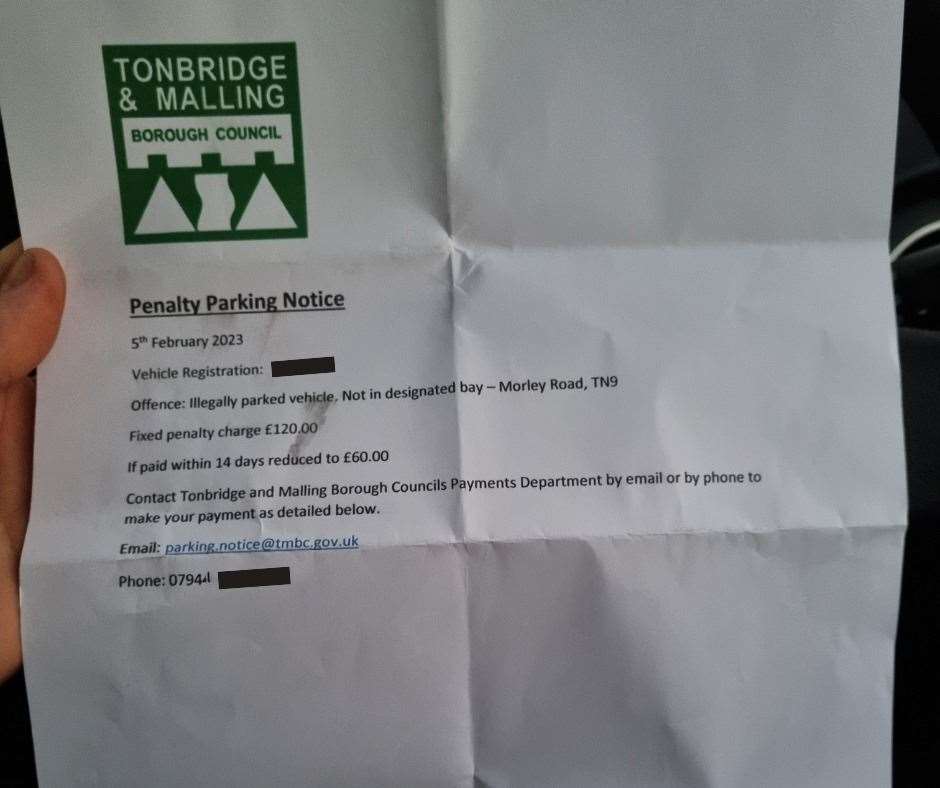 A fake parking ticket was issued in Morley Road, Tonbridge, at the weekend. Picture: TMBC