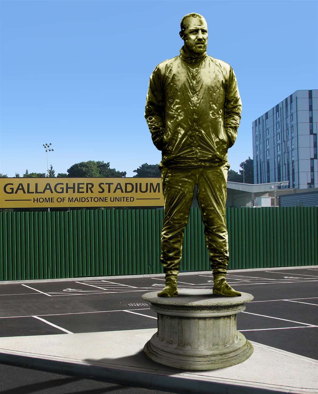 How a statue of Jay Saunders outside the Gallagher might look Graphic: James Norris