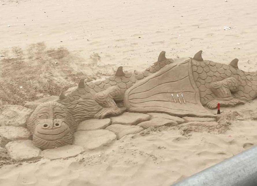 It is understood the artists has now moved on after creating the beast in the sand. Picture: Liz James