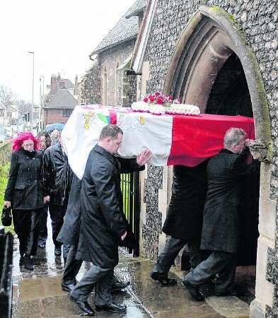 Freddie Cooper's coffin is carried into St Margaret's Church, Rainham