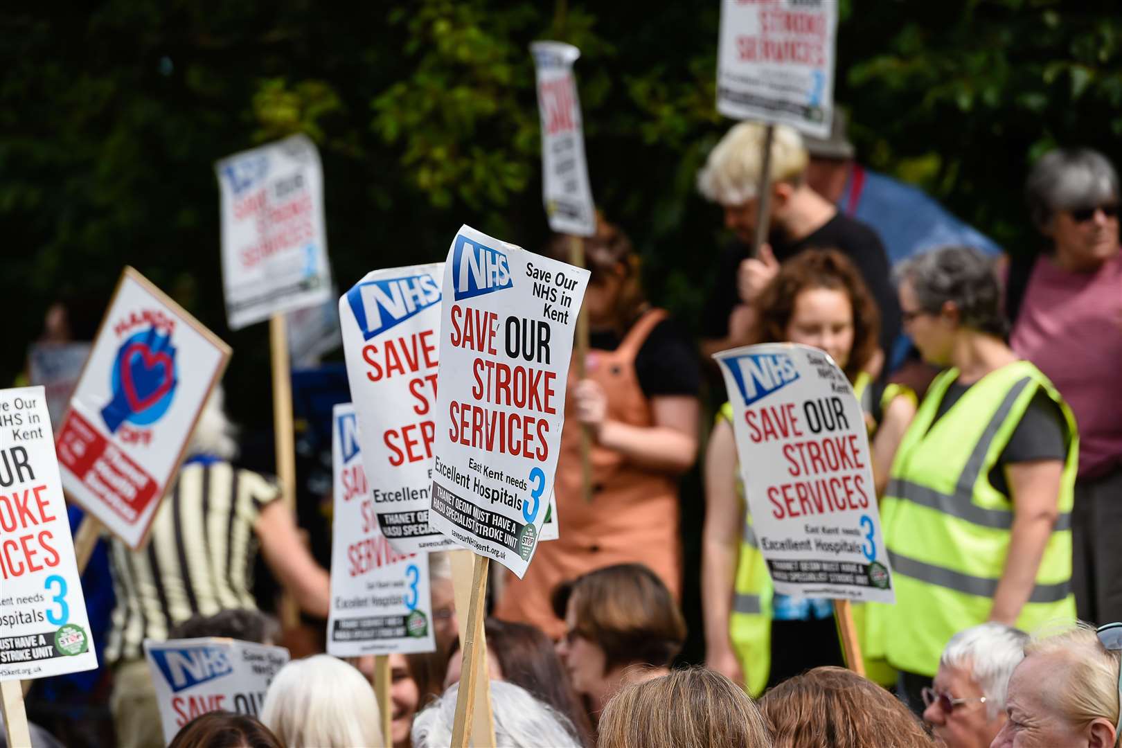 Protest against reducing health and hospital services at the QEQM hosted by Sonik (Save Our NHS in Kent) in August 2019
