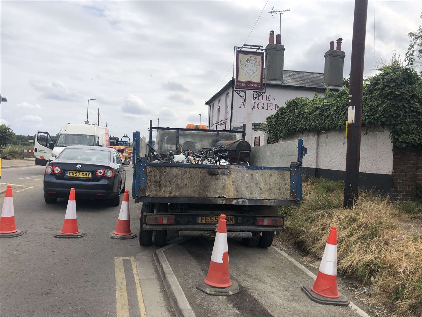 The road closure surrounds The Angel pub