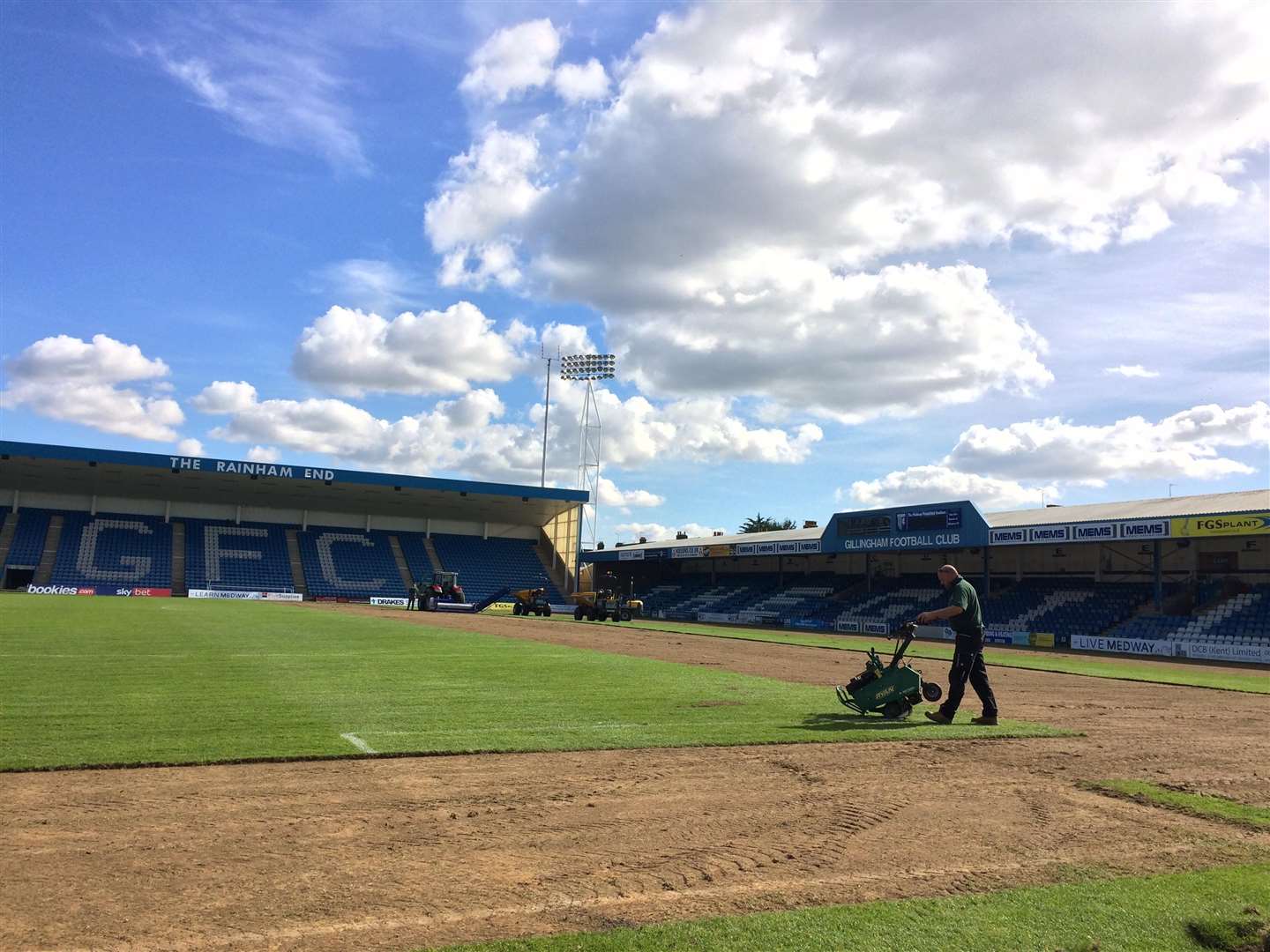 Gillingham FC's pitch being removed, work started on Monday