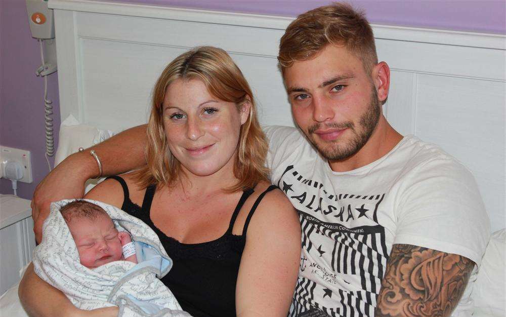 Baby Jenson with mum Kelly Reeves and dad Josh Evans at Maidstone Birth Centre