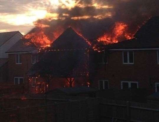 The devastating fire in Cornfield Row, Deal, in April 2018. Picture: Bliss Wilson